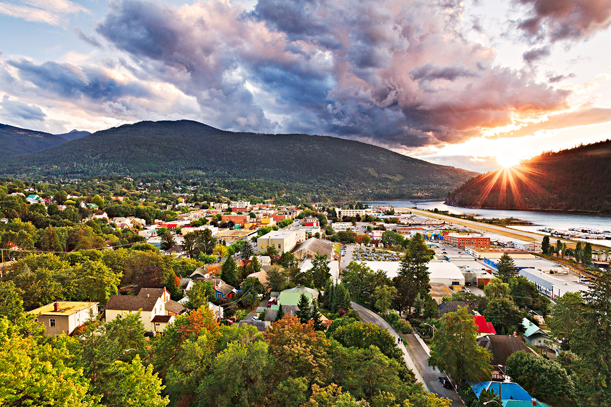 Sun Sets Over Nelson, British Columbia In Early Autumn.