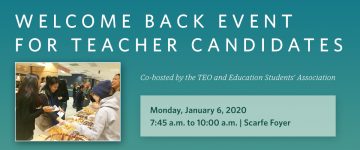 Welcome back for teacher candidates