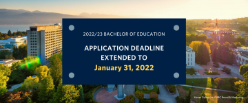 Announcement: Deadline Extension for 2022/23 Bachelor of Education Program to January 31, 2022