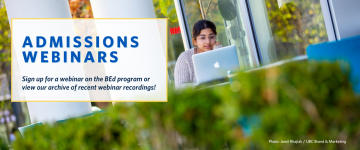 Admissions Webinars on the Bachelor of Education Program